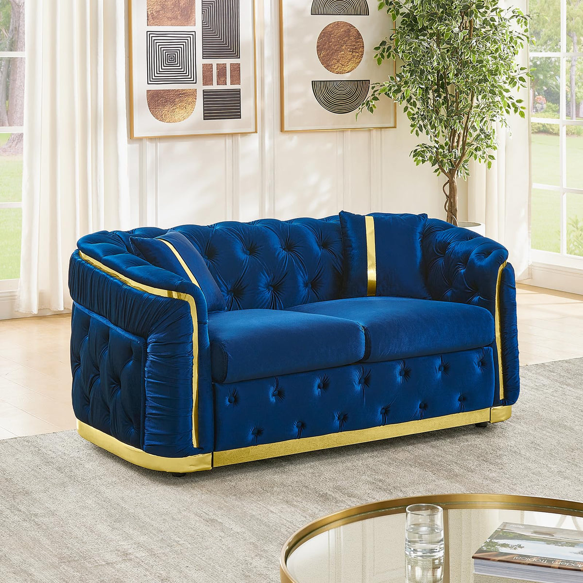 Velvet Button Tufted Chesterfield Sofa Set M61006