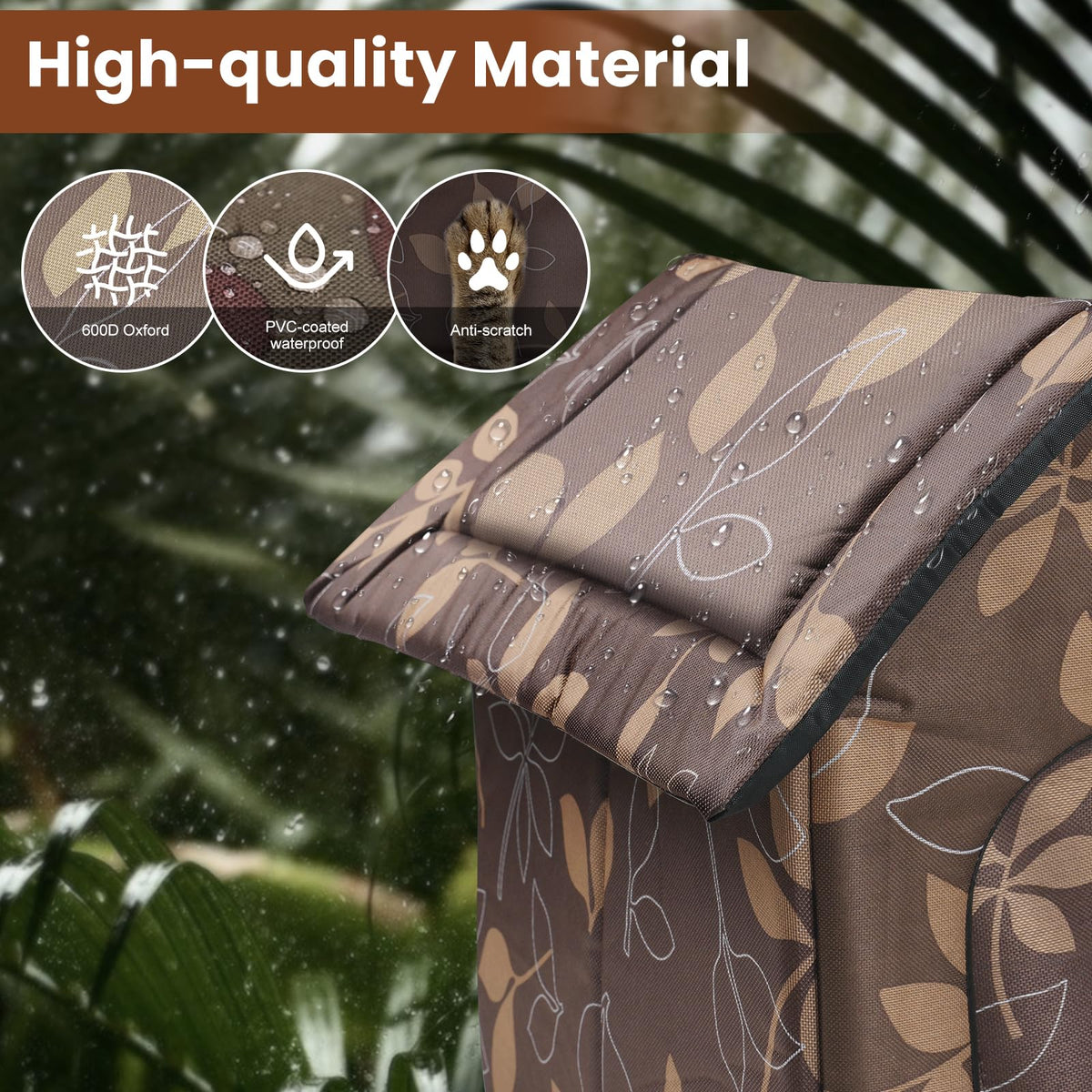 Weatherproof Collapsible Outdoor Cat House with Mat T361