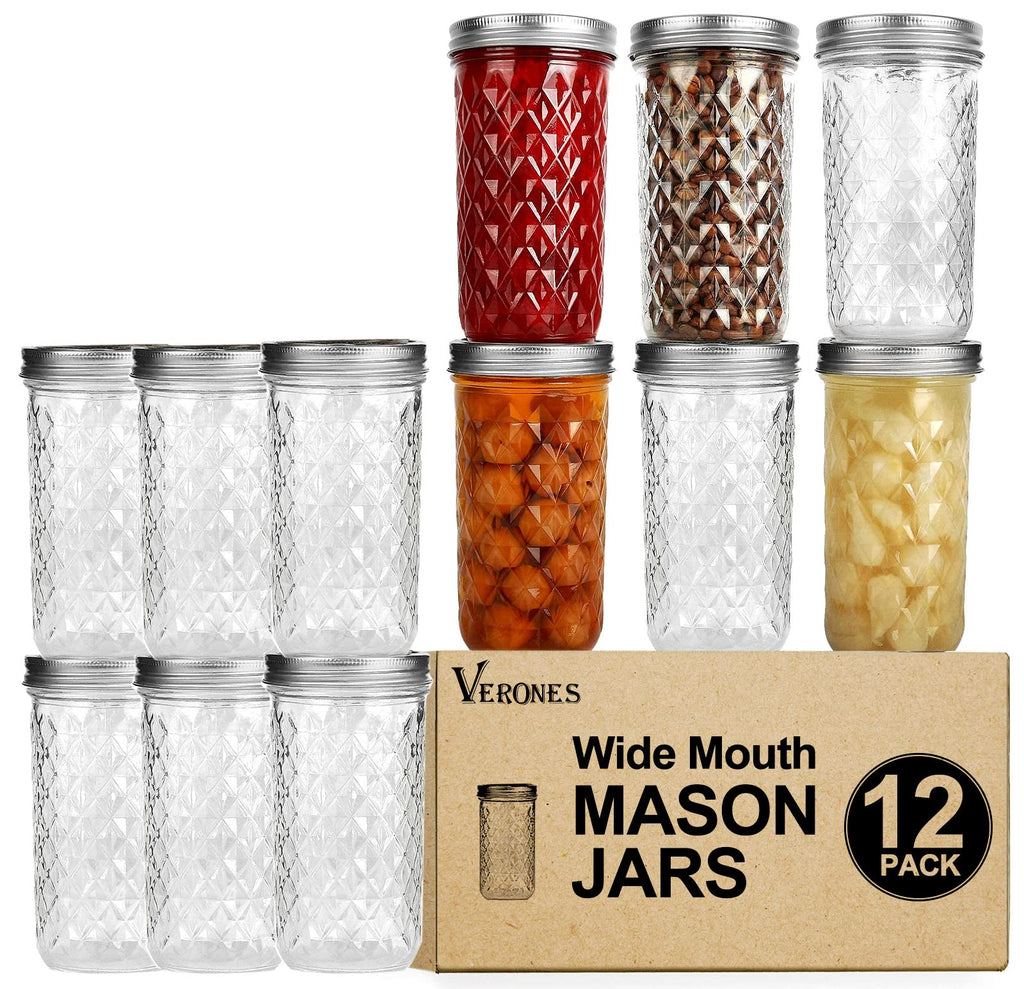 22 oz Wide Mouth Mason Jars with Lids and Bands D531