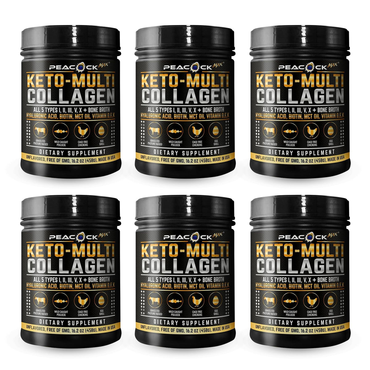 Multi Collagen Protein Powder 16.2 oz Pack of 6 Unflavored D939298