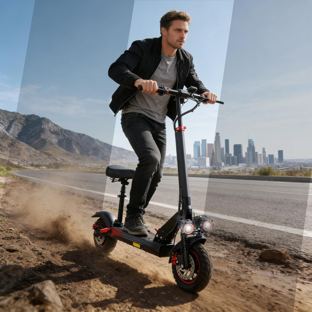 Electric Scooter with Seat, 1200W Motor, 28 MPH, 40 Miles Range, 48V 21AH Battery, 11" Off-Road Tire, Folding S812