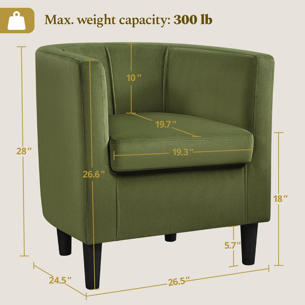 Barrel Accent Chairs Set of 2 Olive Green V82853