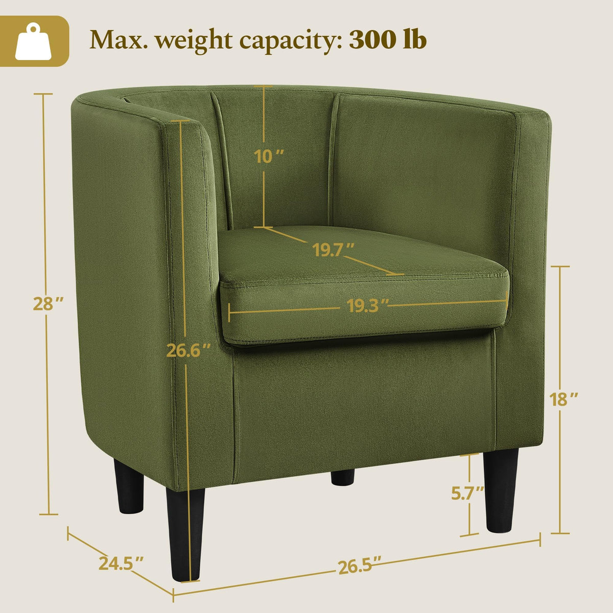 Barrel Accent Chairs Set of 2 Olive Green V82853