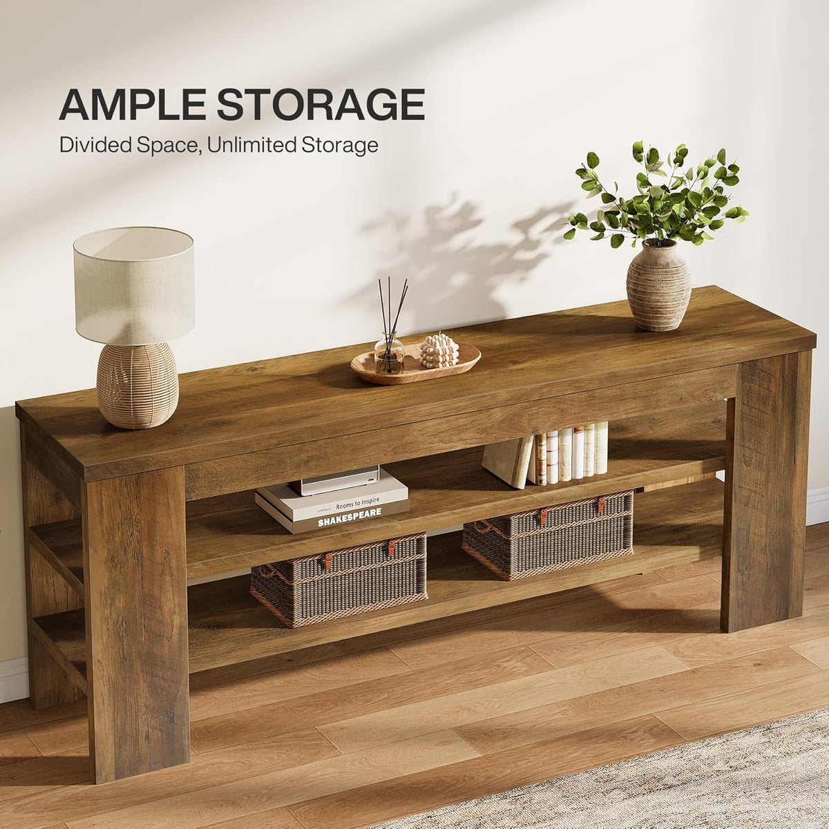 47" TV Stand with 3-Tier Open Storage Shelves L682