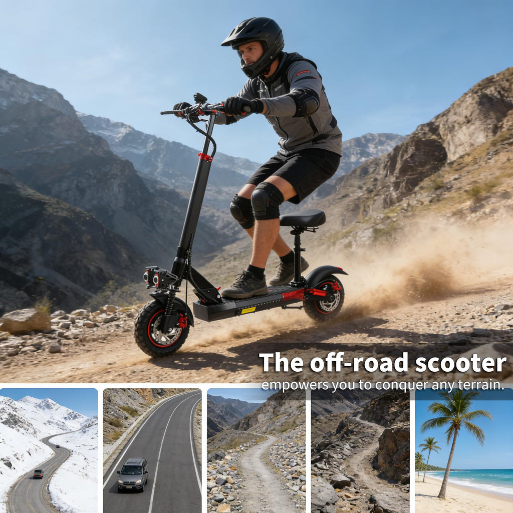 Electric Scooter with Seat, 1200W Motor, 28 MPH, 40 Miles Range, 48V 21AH Battery, 11" Off-Road Tire, Folding S812