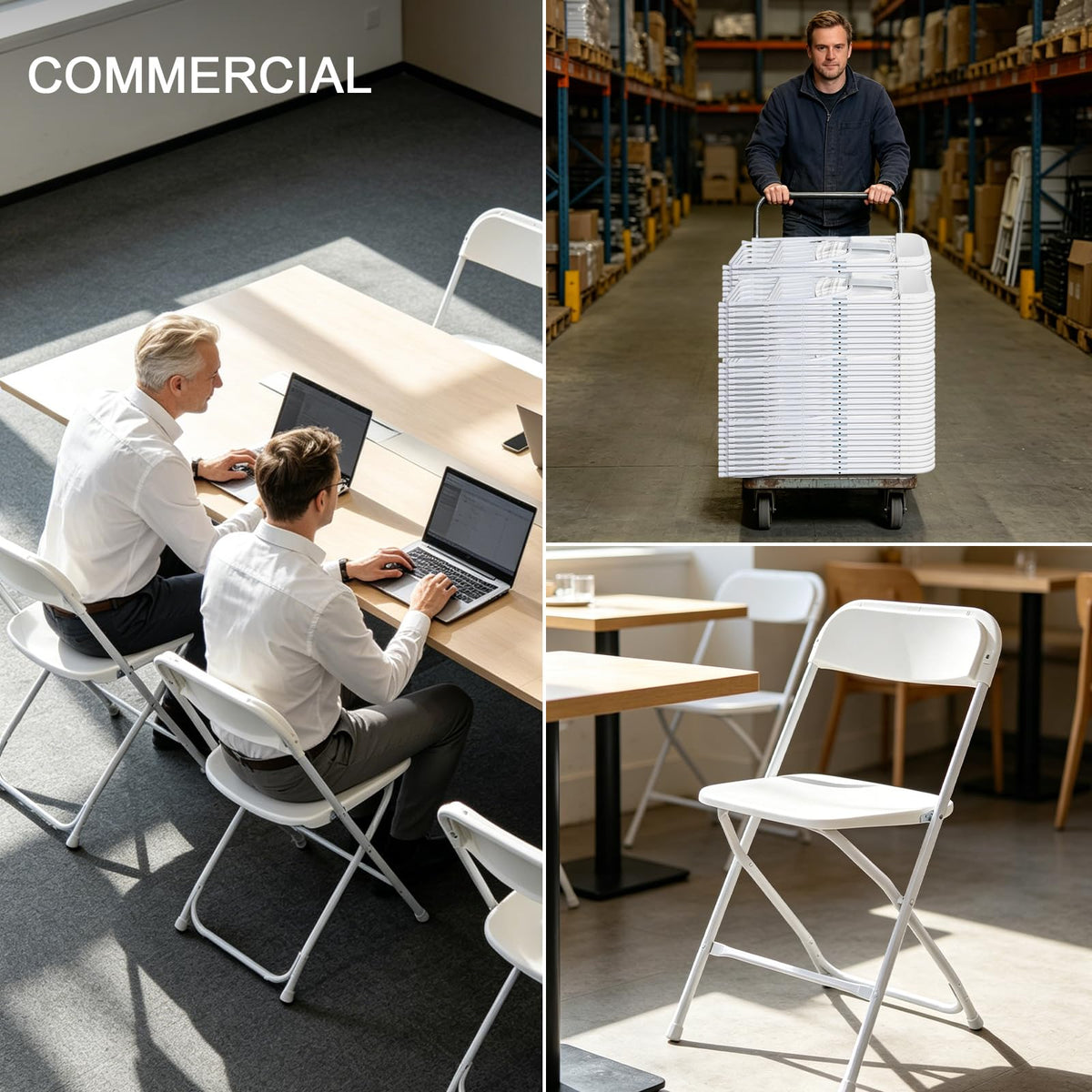 White 10 Pack Folding Chairs with Steel Frame L6762