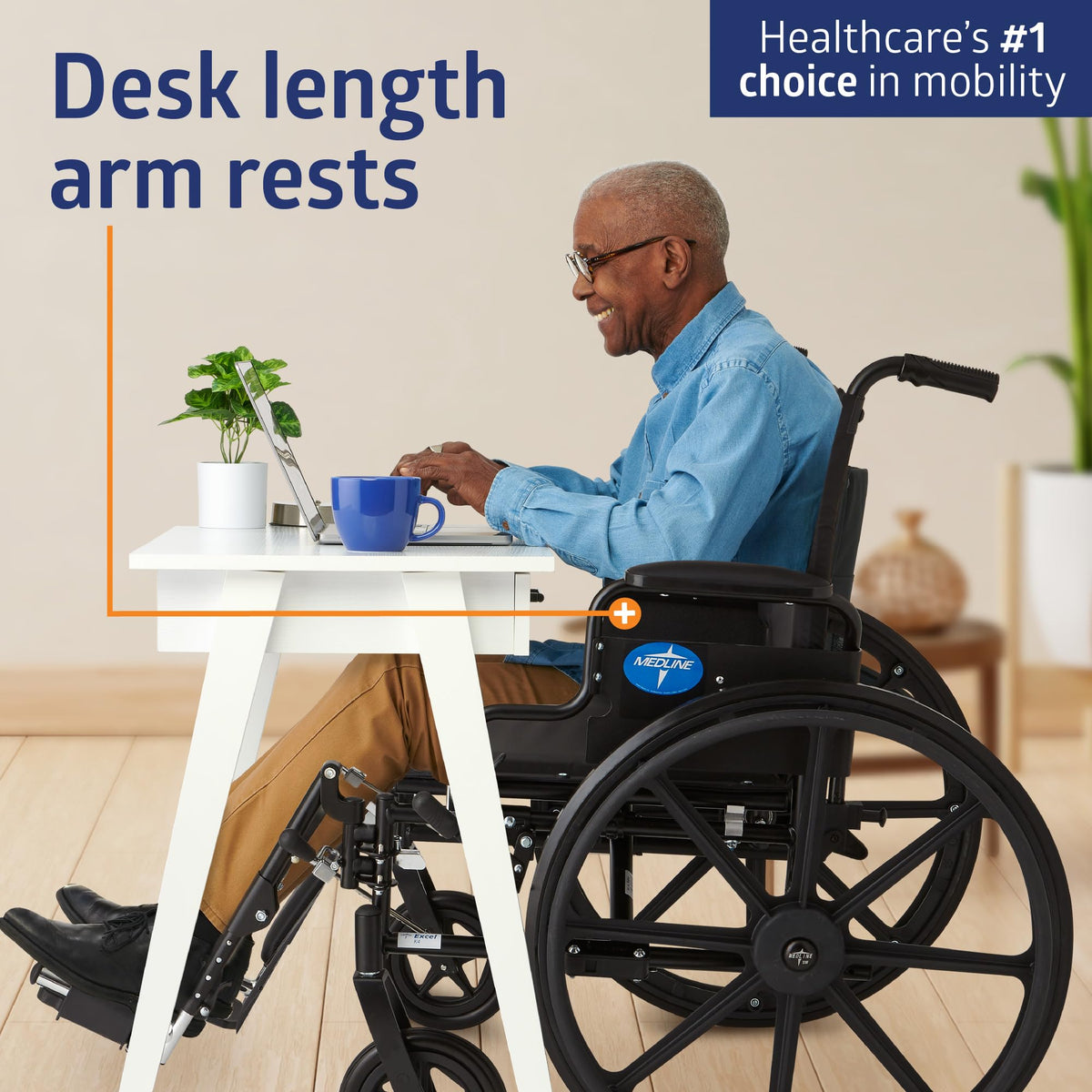 Lightweight Wheelchair with 18" Wide Seat and 300 lb. Weight Capacity Q871