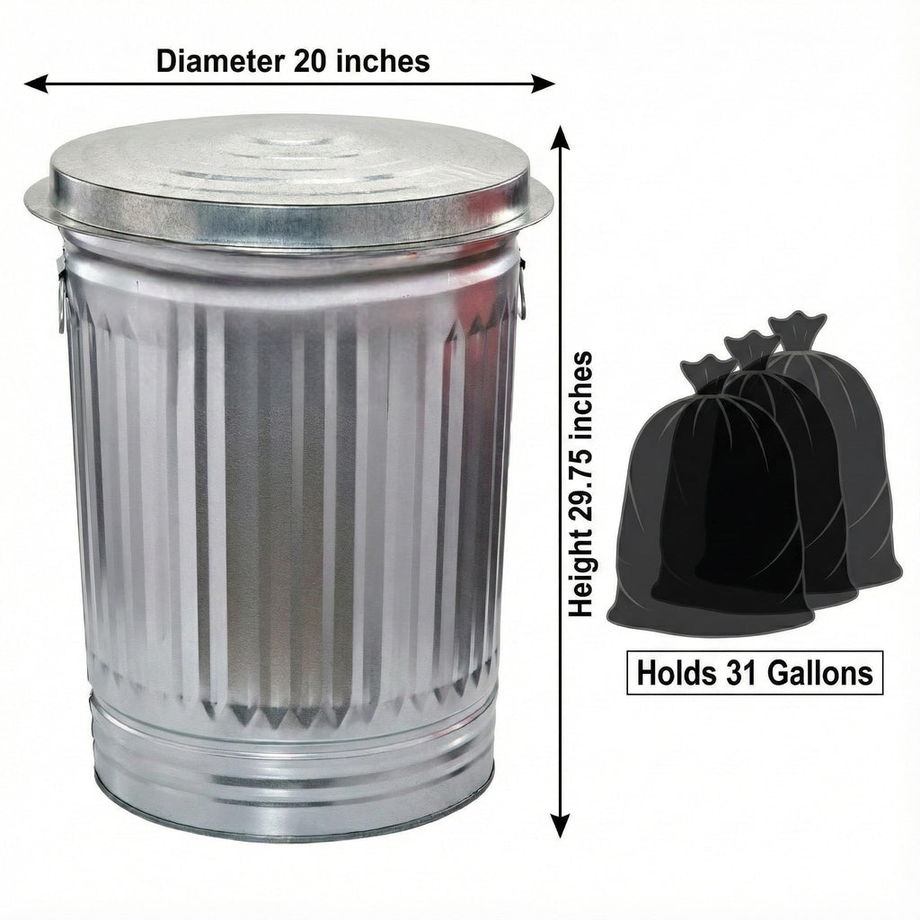 31 Gallon Galvanized Steel Locking Lid Trash Can N895680