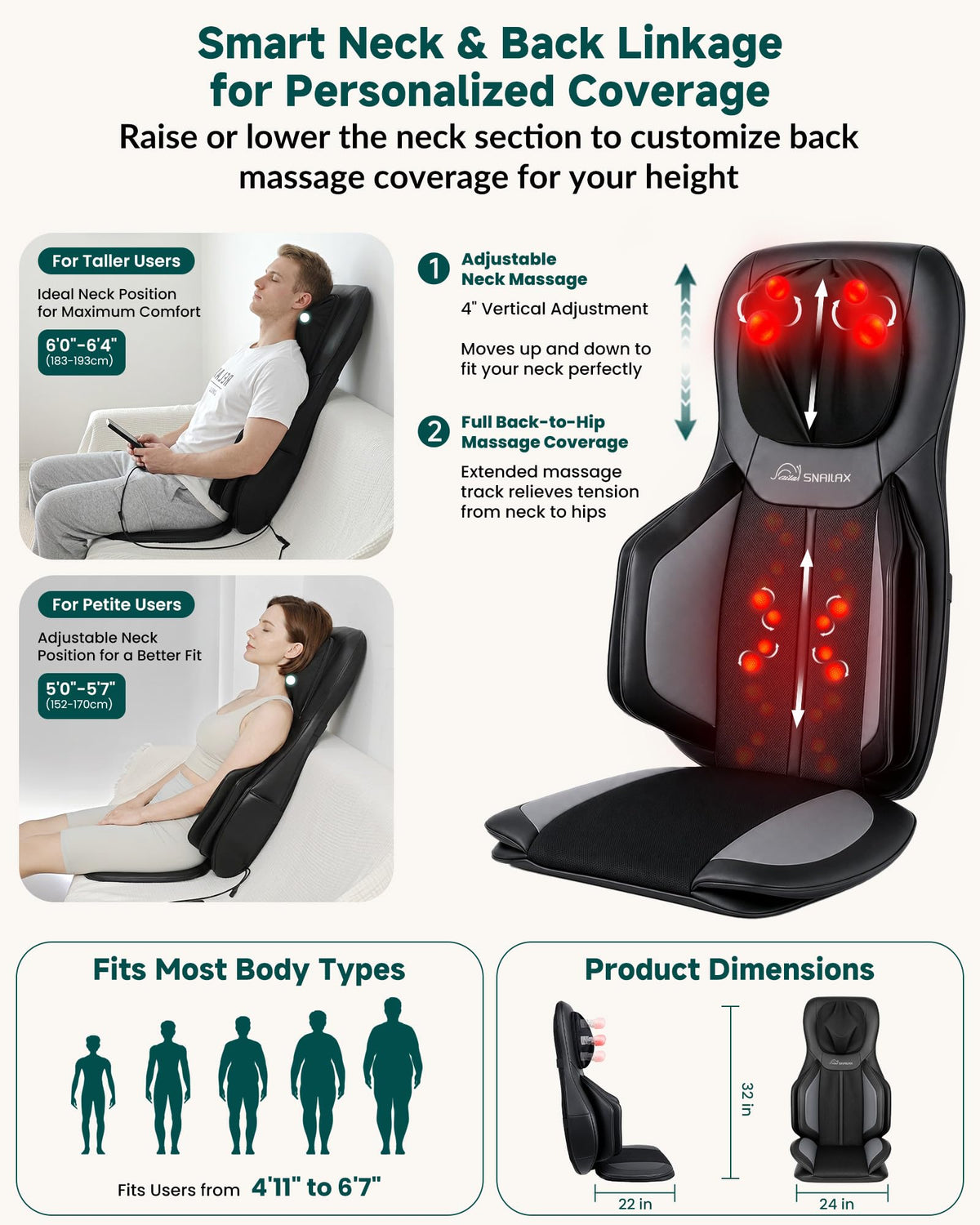 Neck and Back Massager with Heat Q811