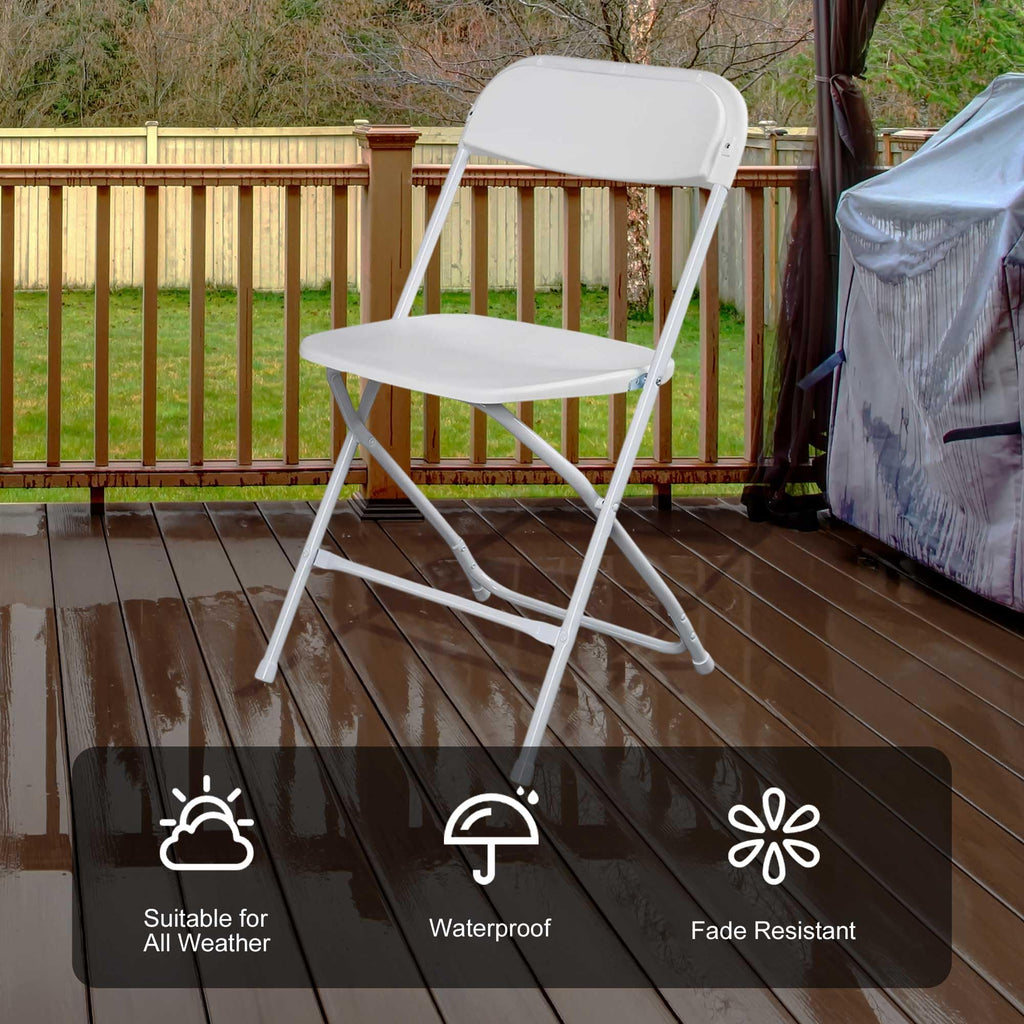 10 Pack White Plastic Folding Chairs with Steel Frame T67898