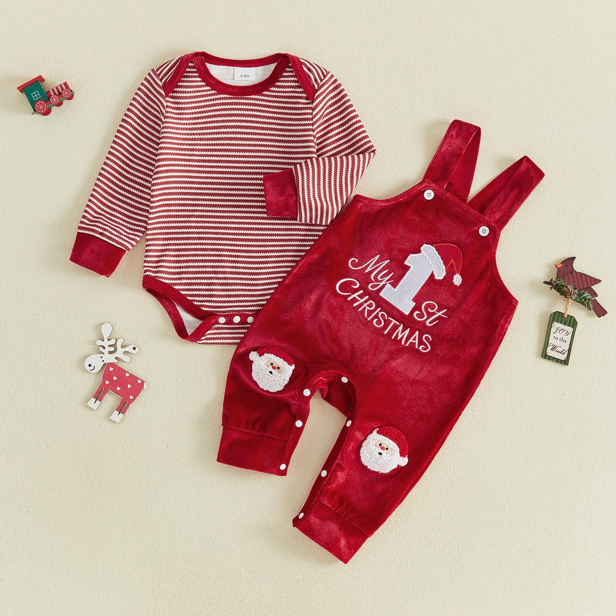 Christmas Baby Boy Outfit Romper Overalls Set A43740