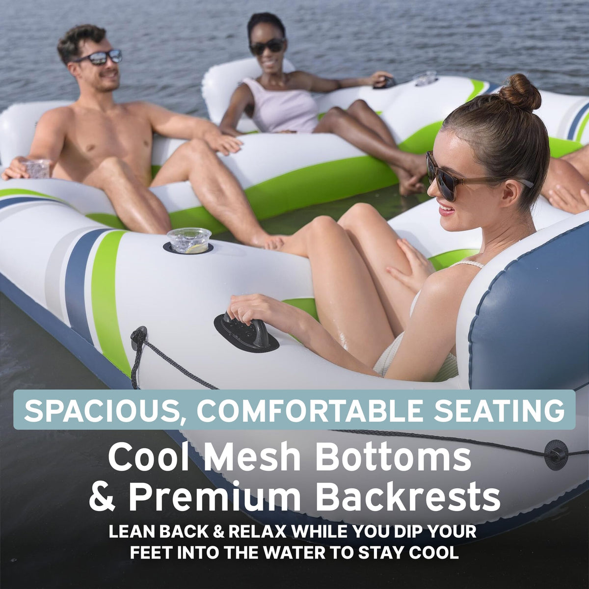 4 Person Inflatable Lounger with Cup Holders U4170