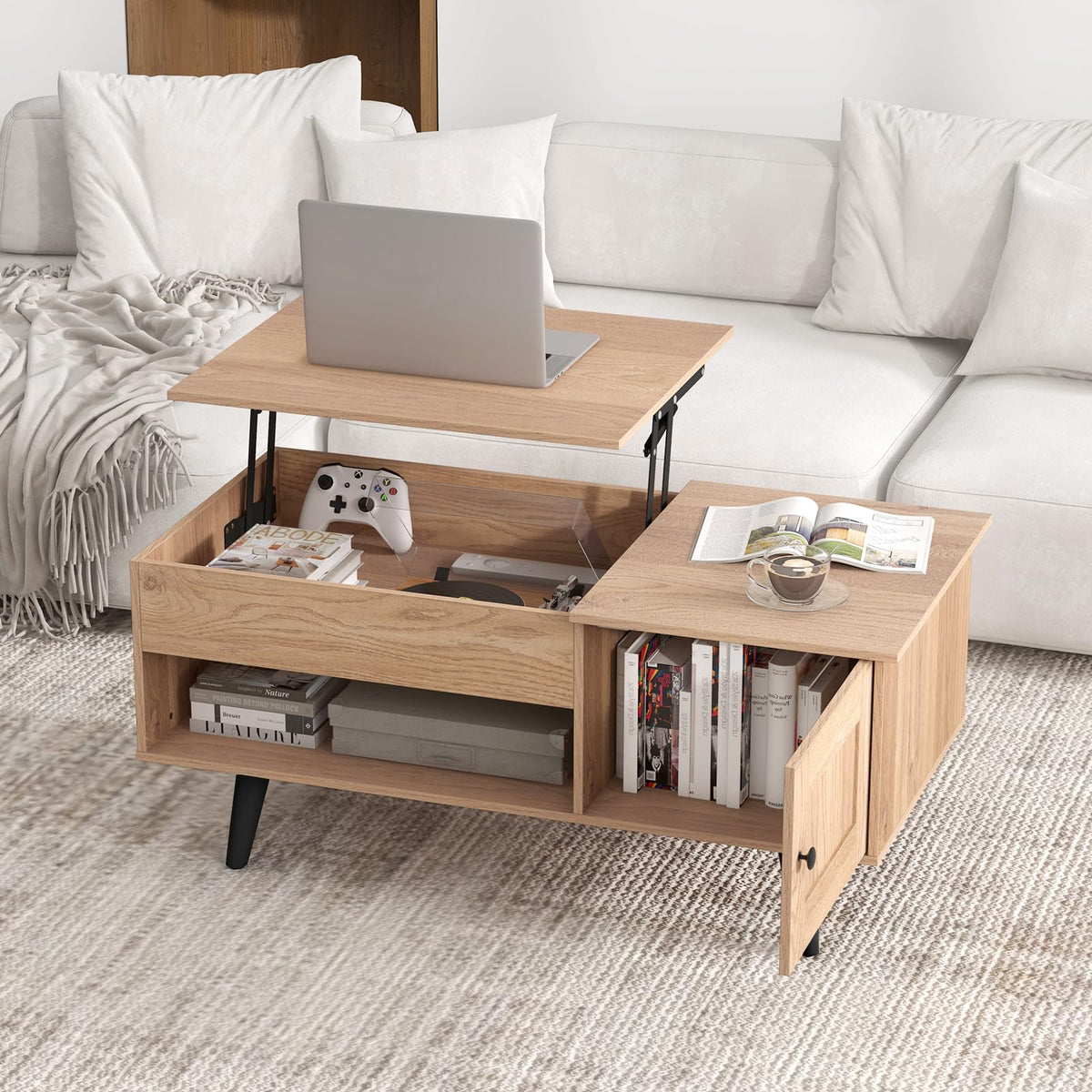 Lift Top Coffee Table with Storage and Hidden Compartment Z1472