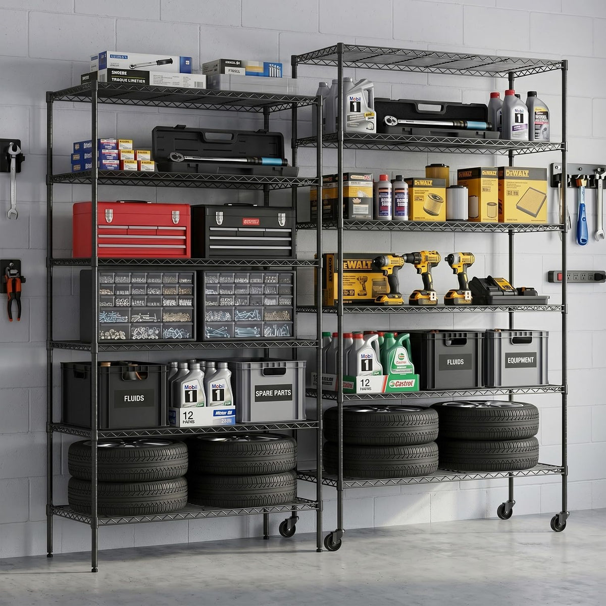 Black Adjustable Metal Wire Shelving Unit G600458