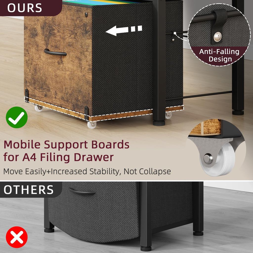 File Cabinet with 2 Fabric Drawers and Printer Stand C8878