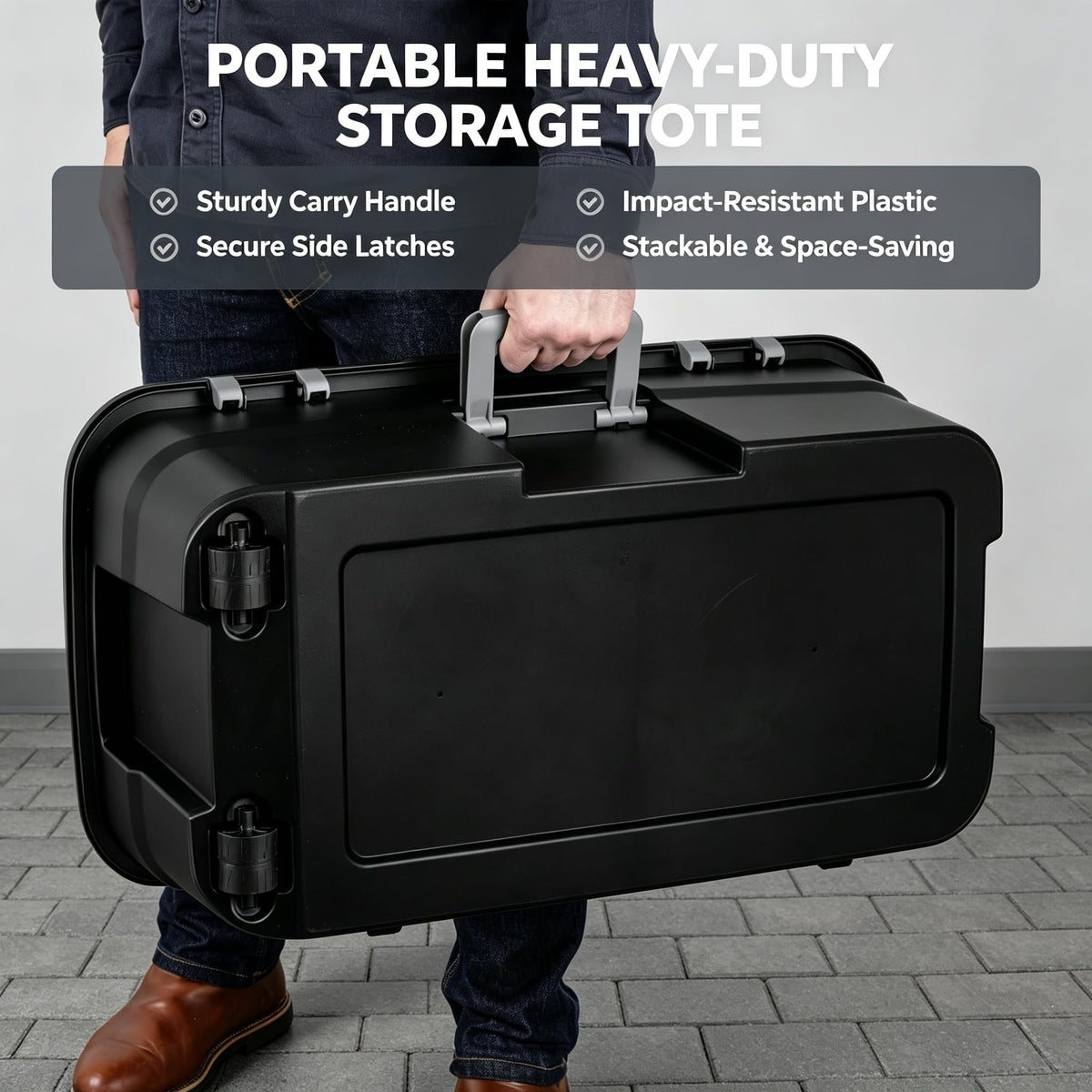 Black 22 Gallon Wheeled Plastic Storage Trunk P30451