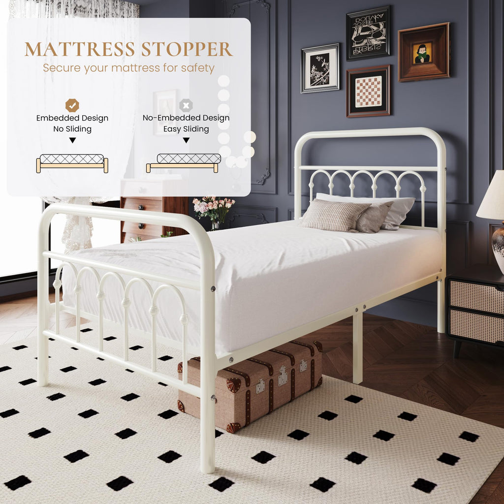 Twin Size Metal Platform Bed Frame with Headboard T859
