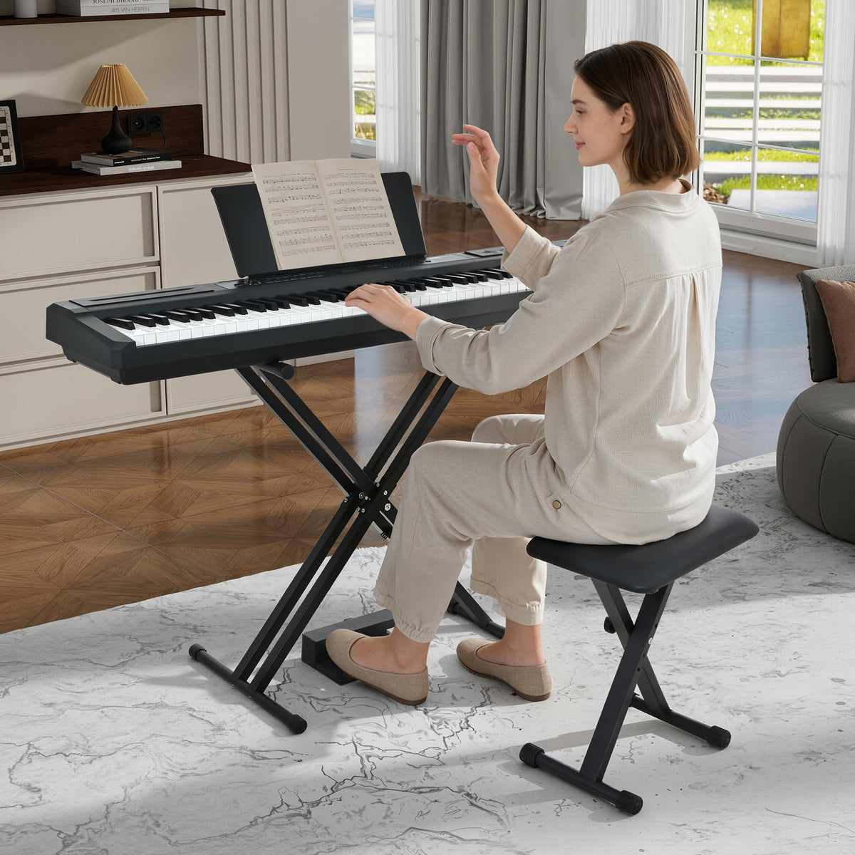 88 Key Weighted Hammer Action Digital Piano with Stand and 3 Pedal Unit W2176