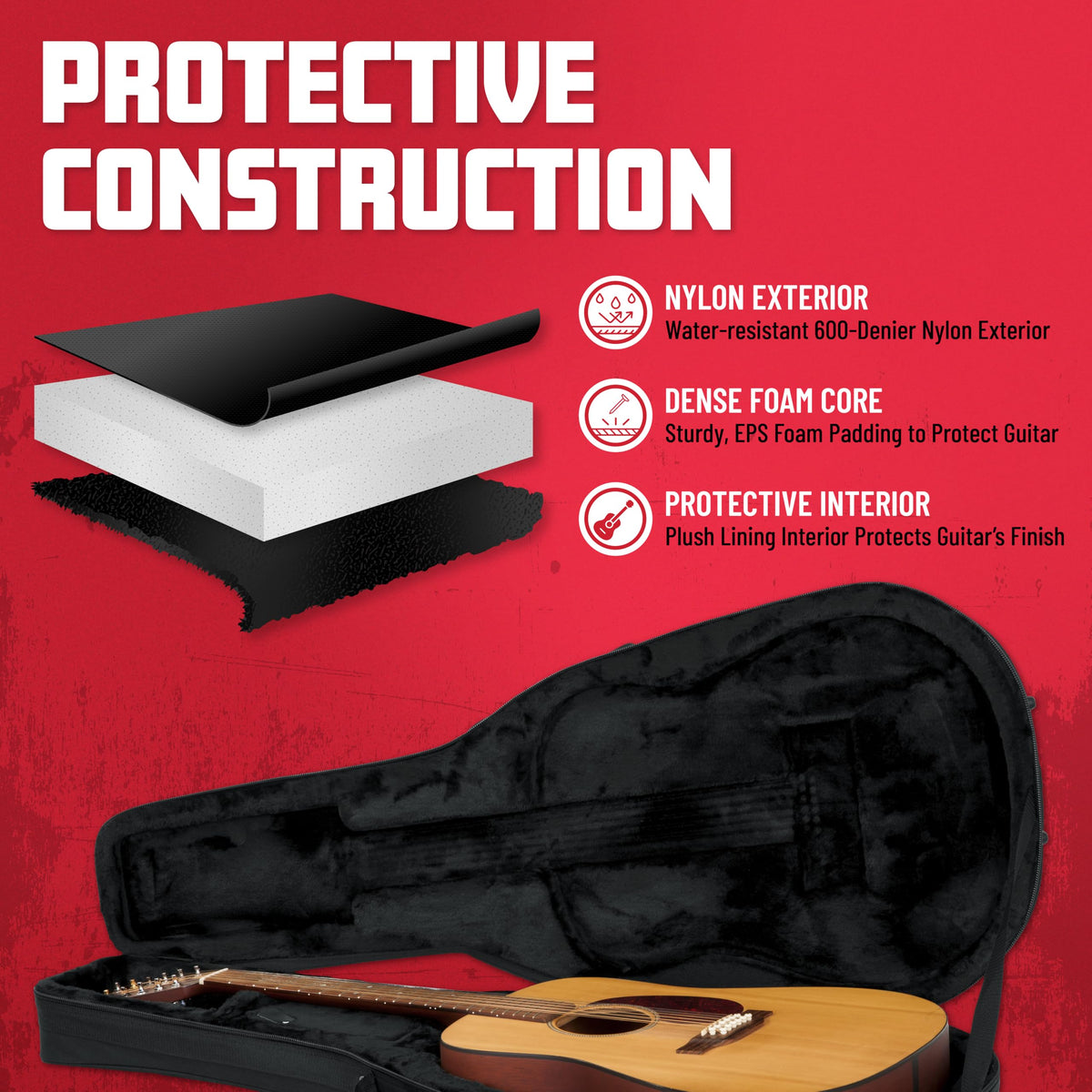 Lightweight Polyfoam Guitar Case M33437