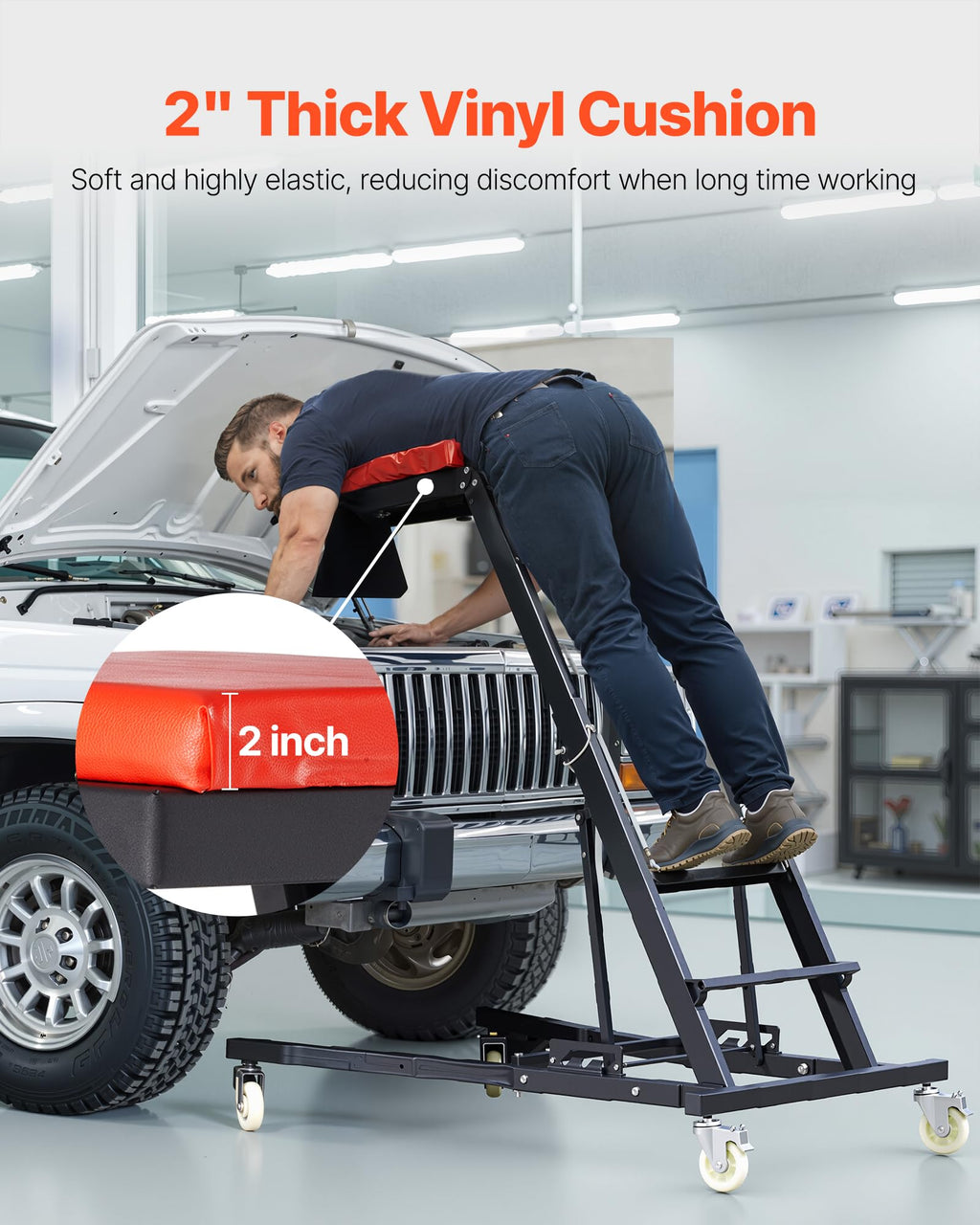 Padded Automotive Creeper with 4 Swivel Wheels L74357