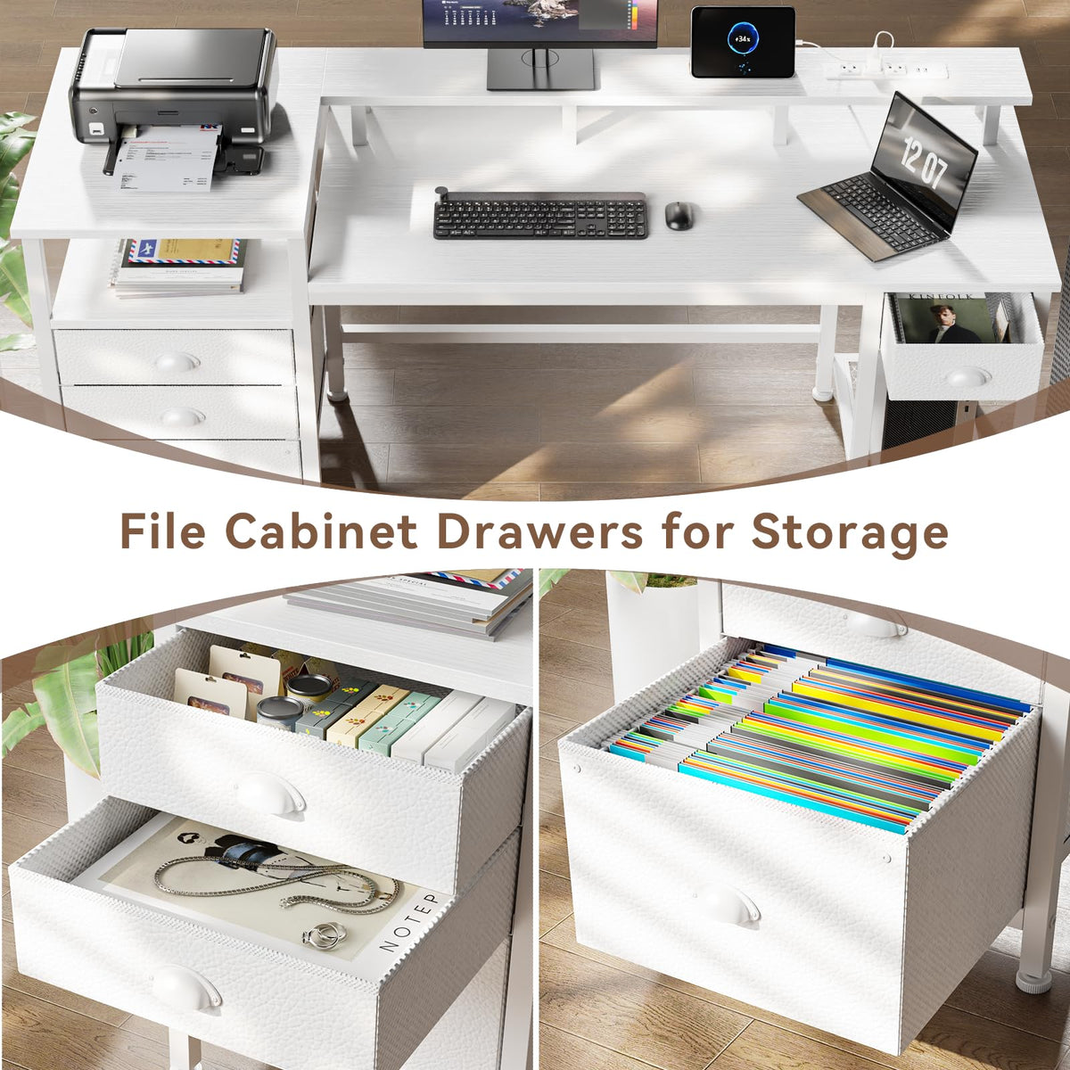White Computer Desk with 4 Drawers P271722