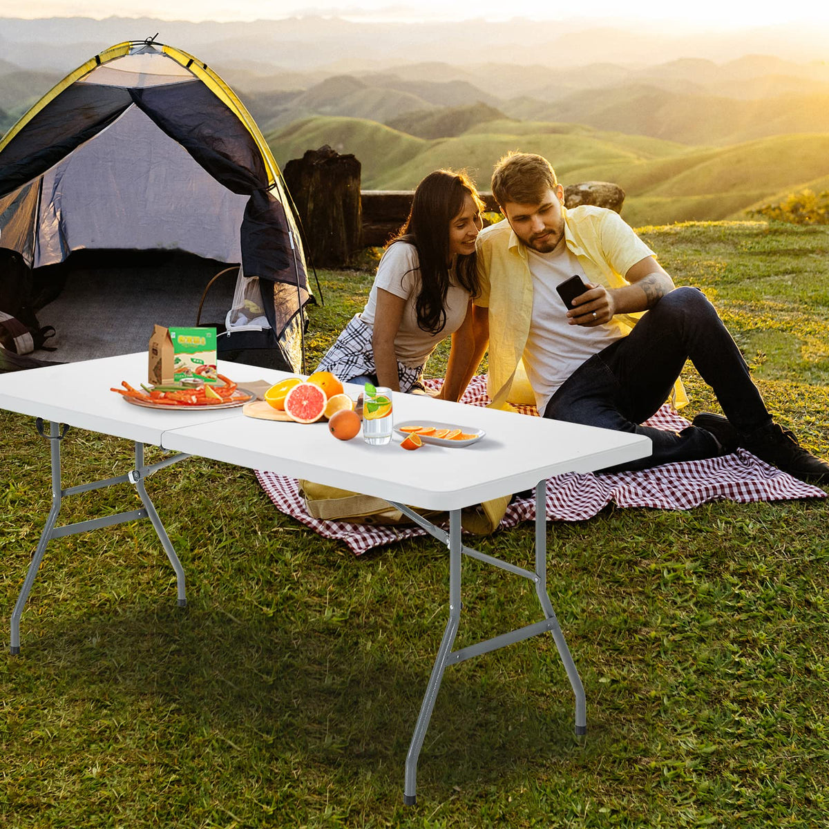 6FT Portable Folding Picnic Table with Handle S430