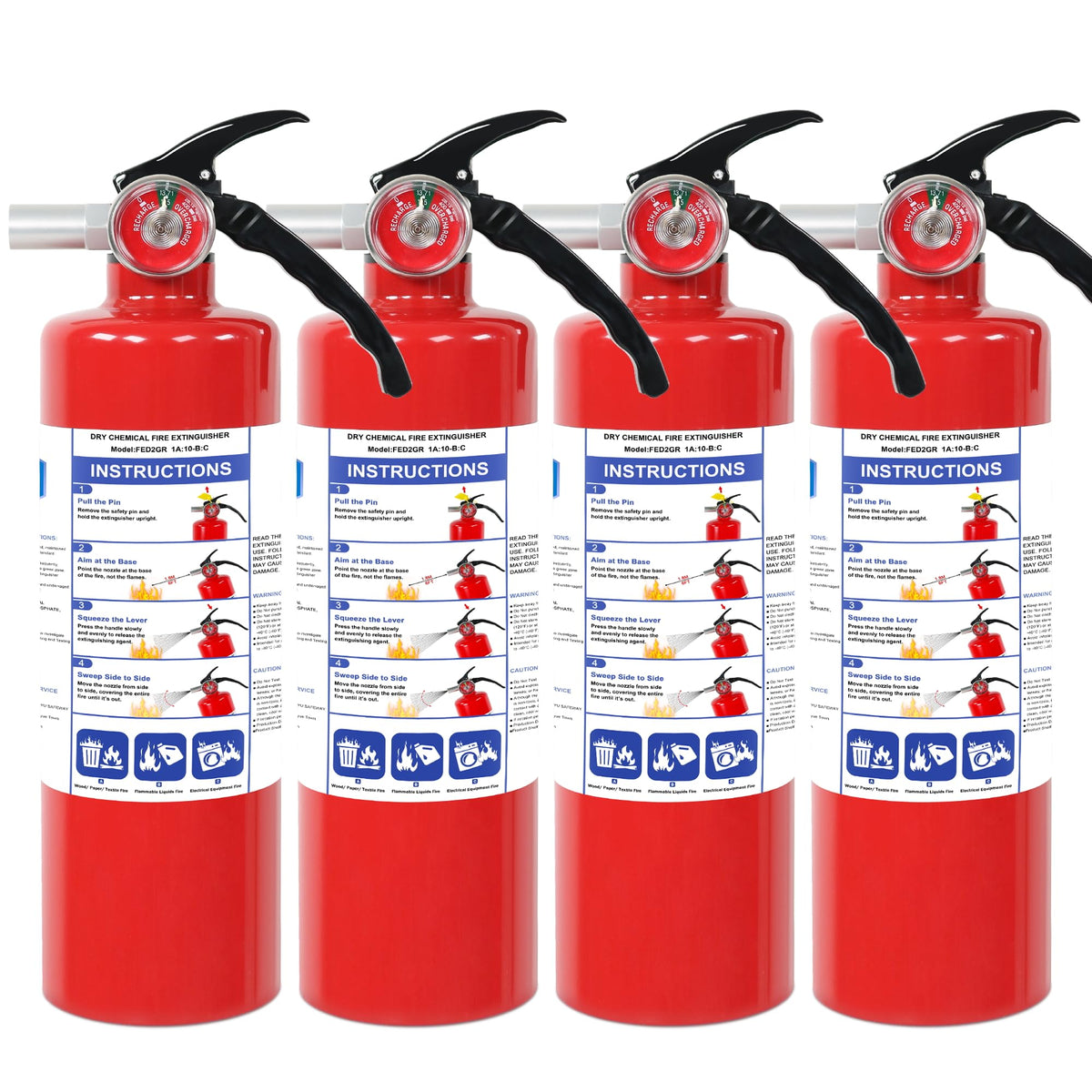 4 Pack ABC Dry Chemical Fire Extinguishers M93251