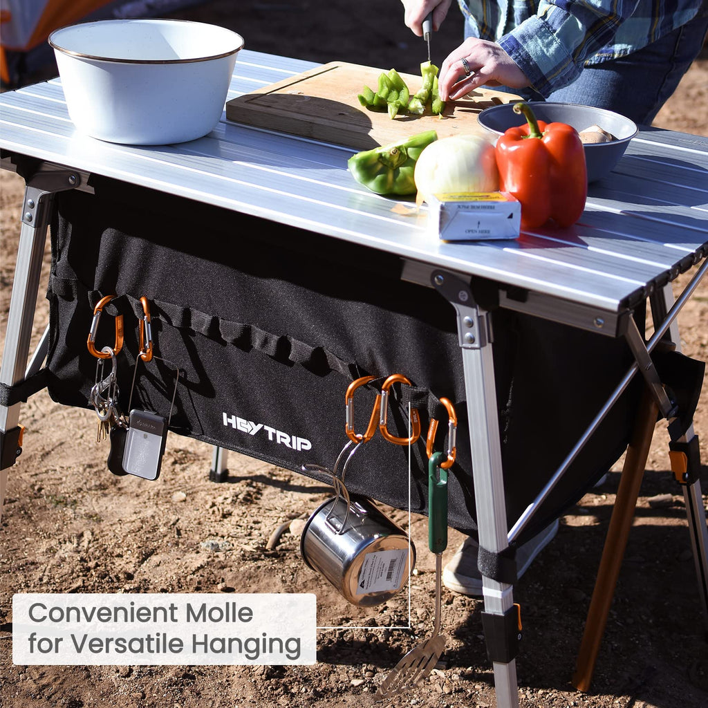 Adjustable Height Folding Camping Table with Storage Z7417
