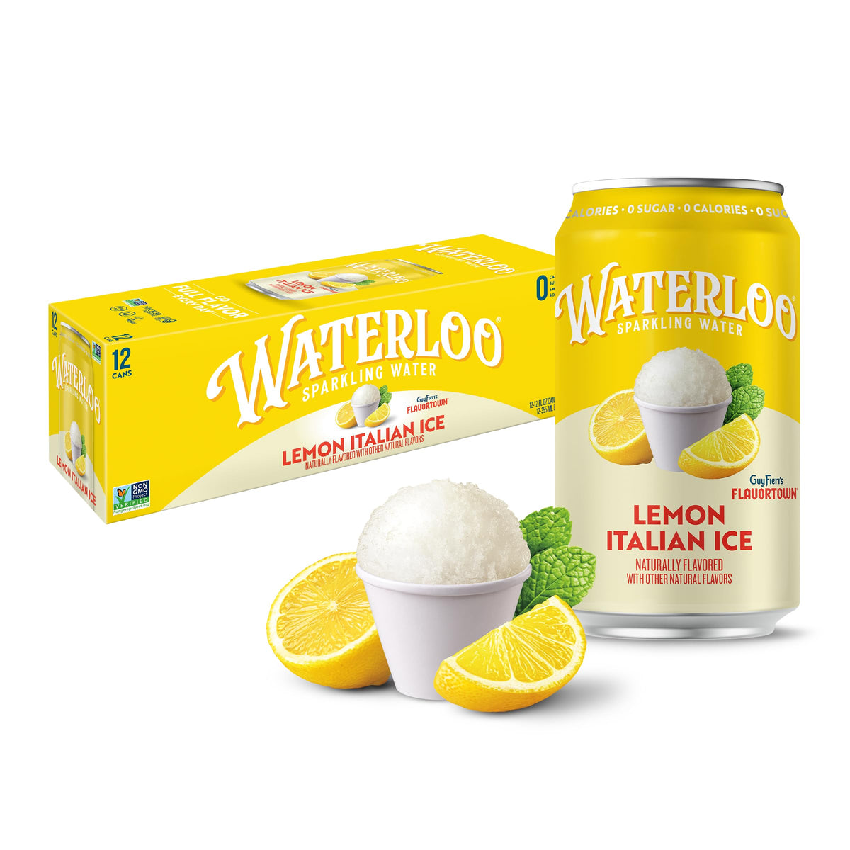 Lemon Italian Ice Sparkling Water 12 Fl Oz Cans Pack of 12 M719