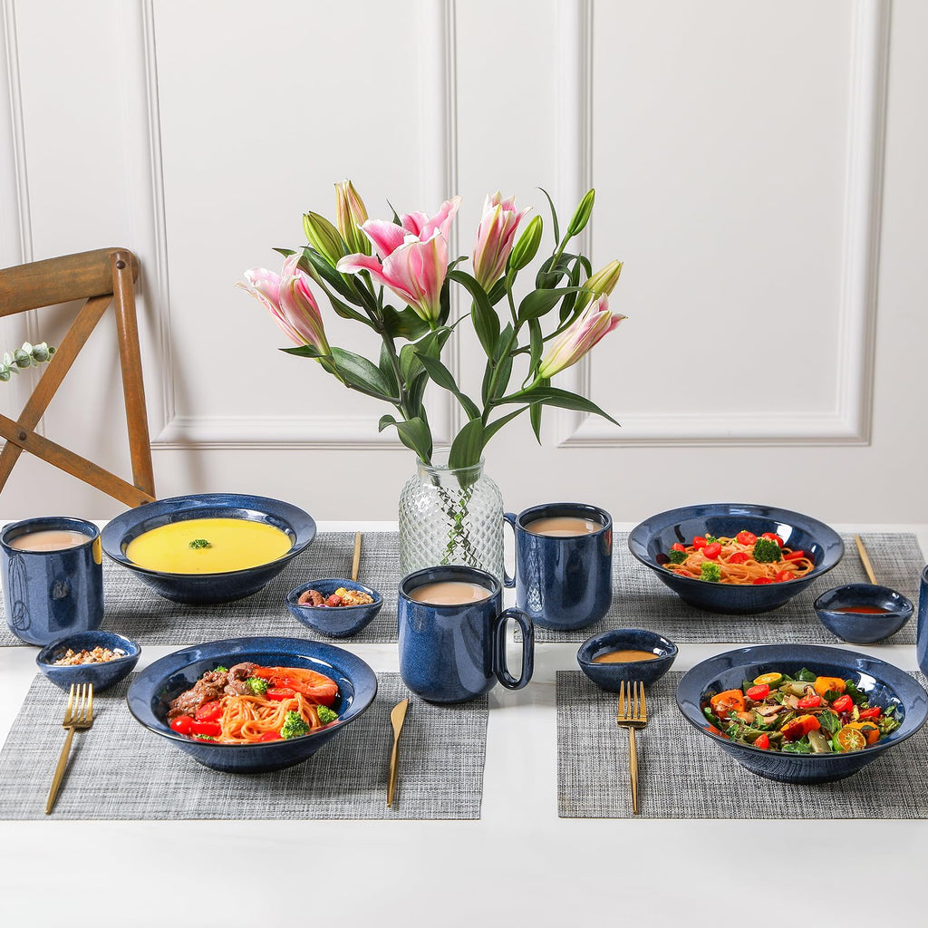 Blue 27oz Ceramic Soup Bowls Set of 4 N778386