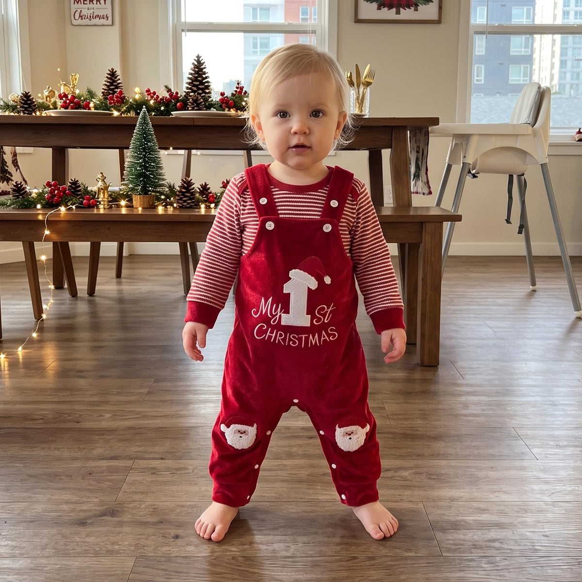 Christmas Baby Boy Outfit Romper Overalls Set A43740