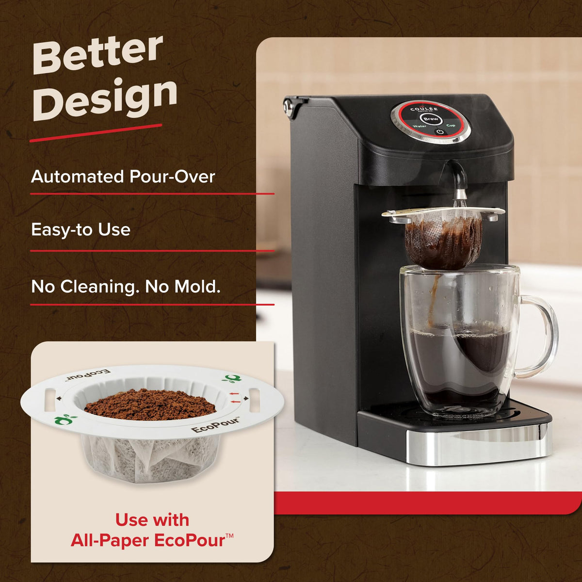 Single Serve Pour Over Coffee Maker Stainless Steel Black N4403