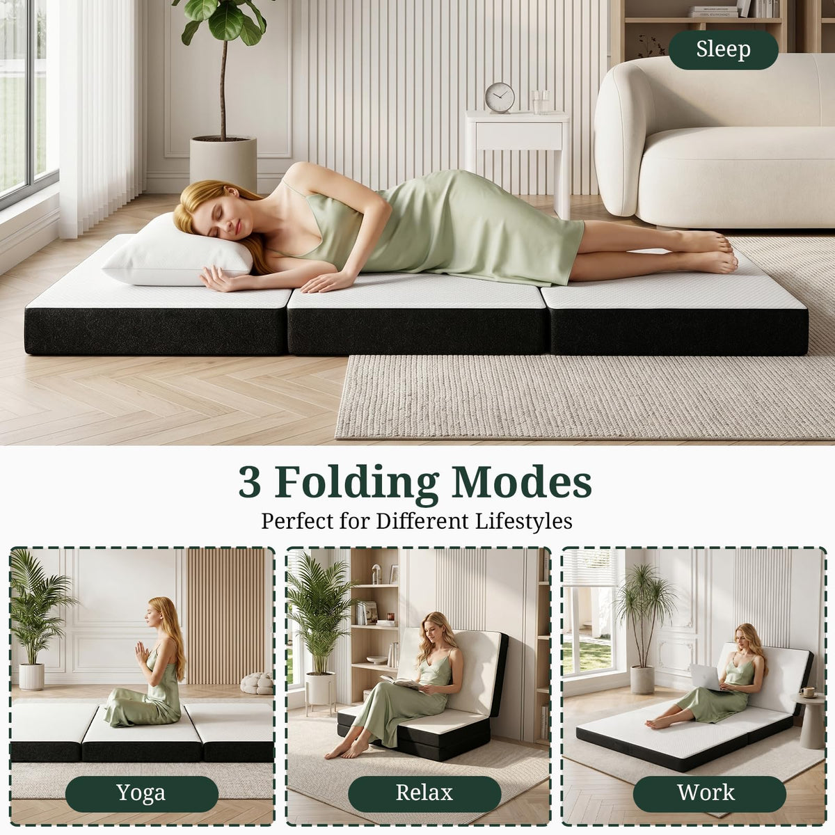 3 Inch Twin Tri-Fold Memory Foam Mattress A186479
