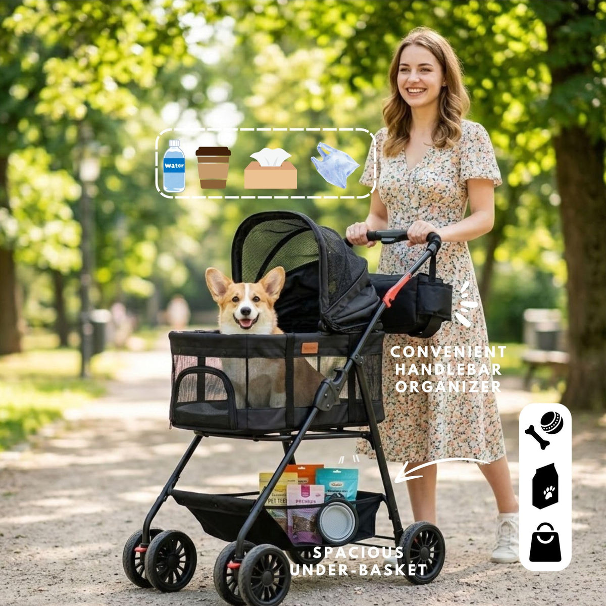 3 in 1 Pet Stroller with Detachable Carrier Z4171