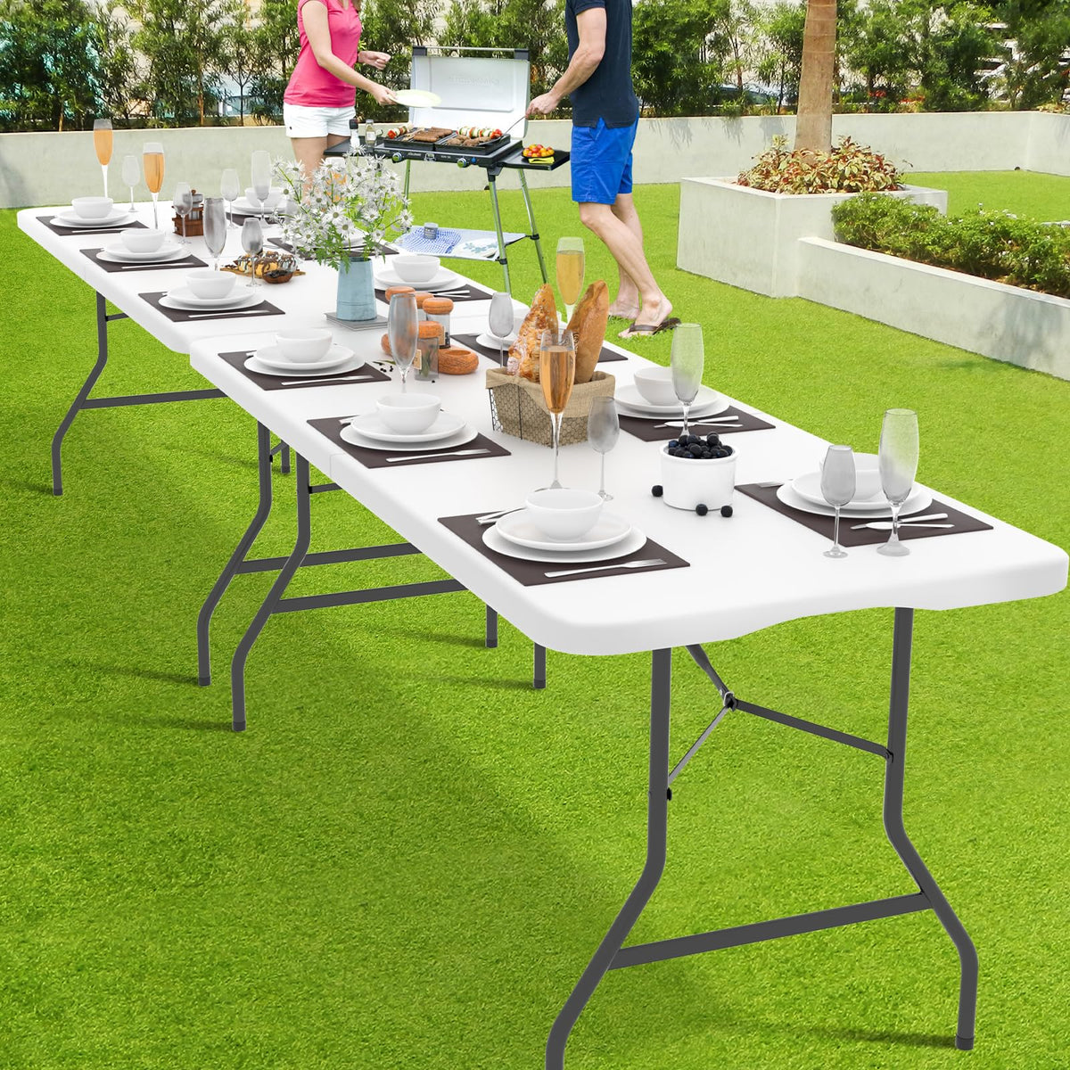 6 ft Heavy Duty Plastic Folding Table Y59931