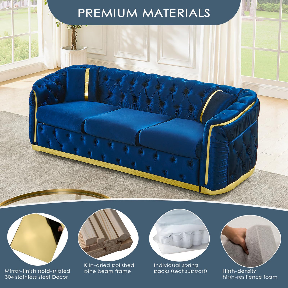 Velvet Button Tufted Chesterfield Sofa Set M61006