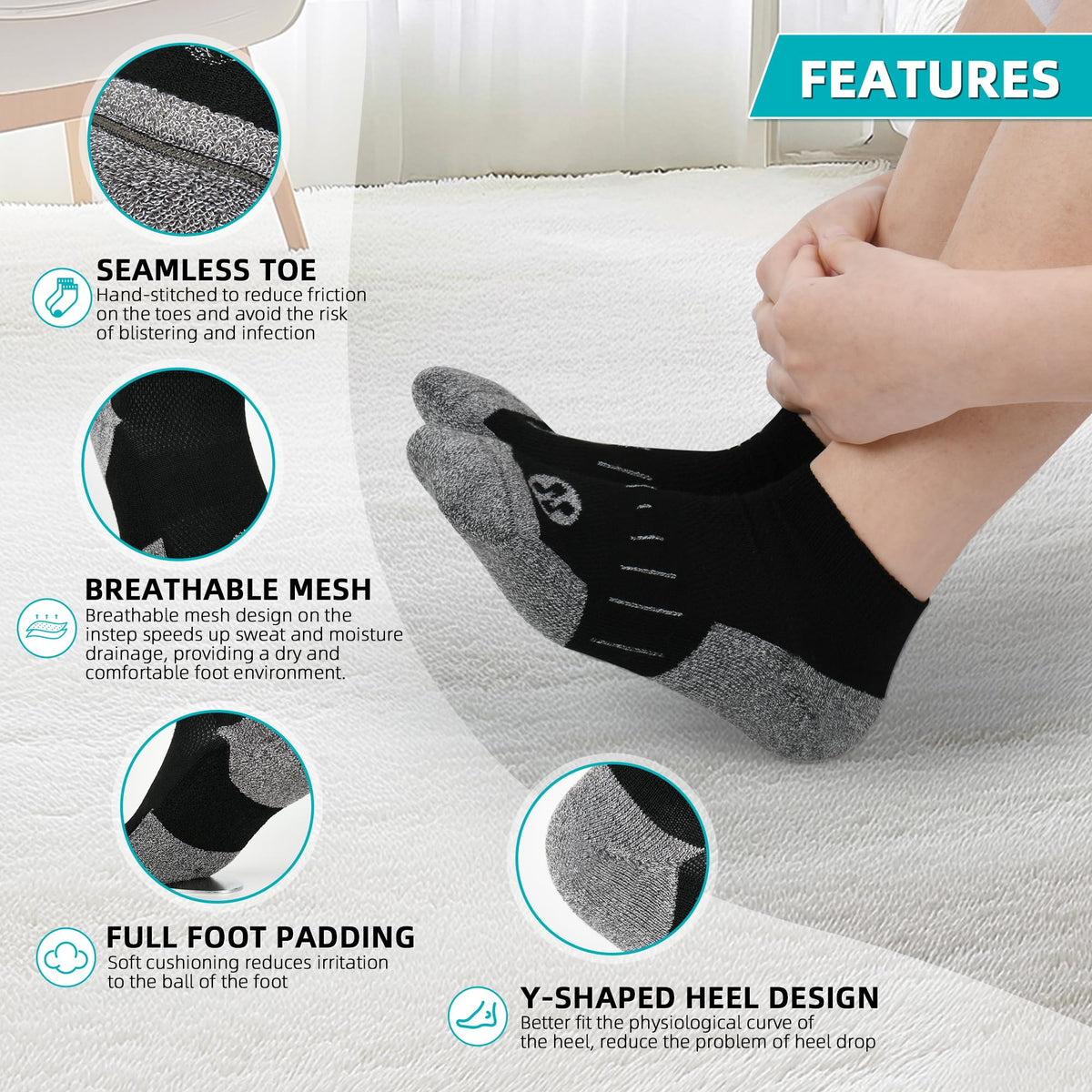 Diabetic Socks for Men, 10 Pairs Ankle & Low Cut Size 9-15 N613027