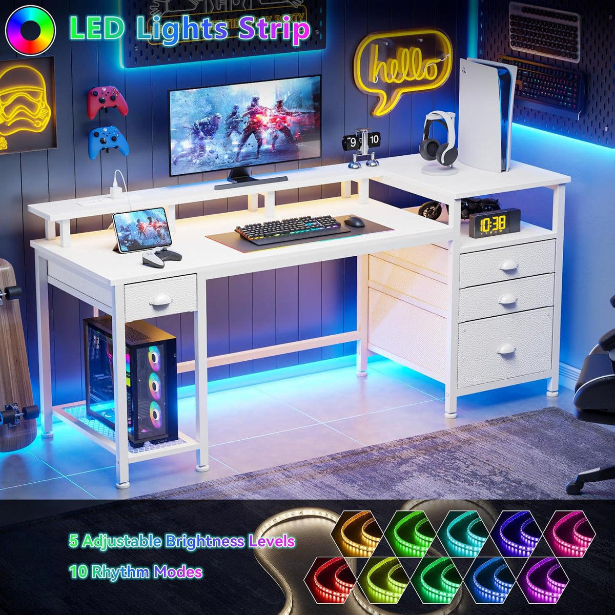 White Computer Desk with 4 Drawers P271722