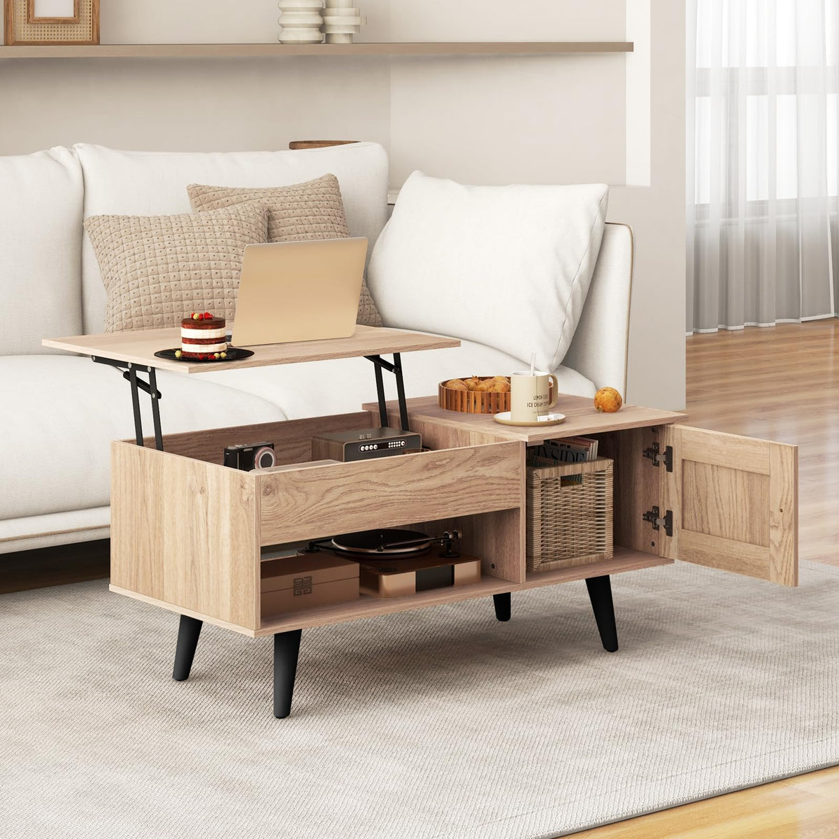 Lift Top Coffee Table with Storage and Hidden Compartment Z1472