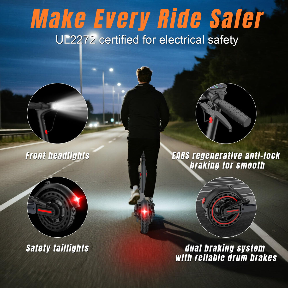 Electric Scooter with Dual Suspension, Solid Tires, Foldable Y493164