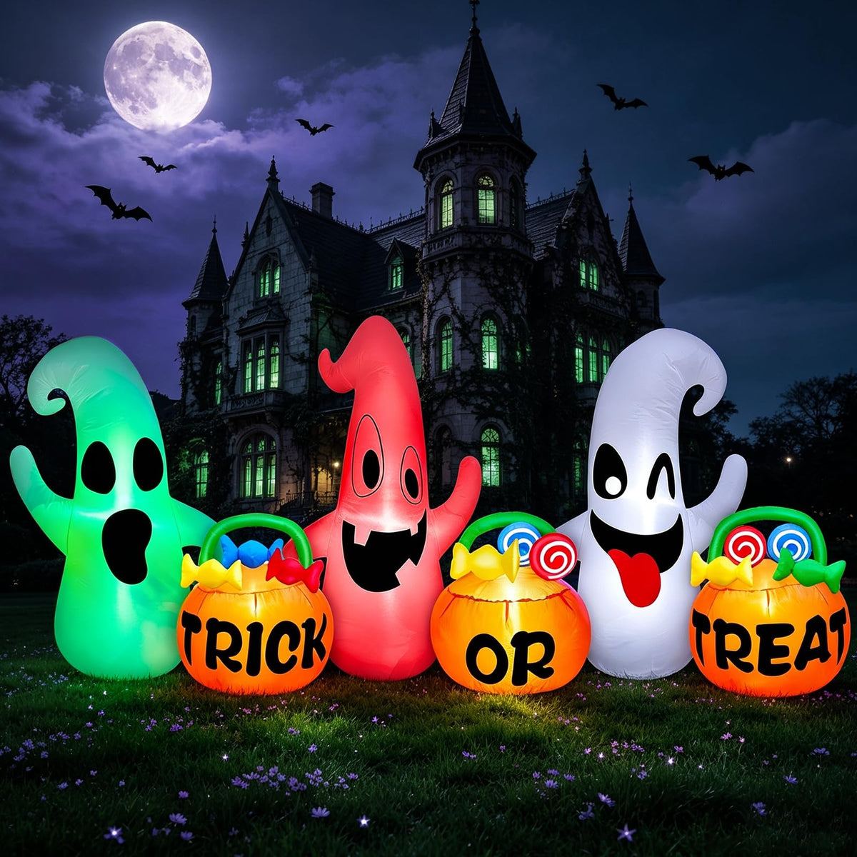 8 Ft Halloween Inflatable Ghosts Decoration E7702