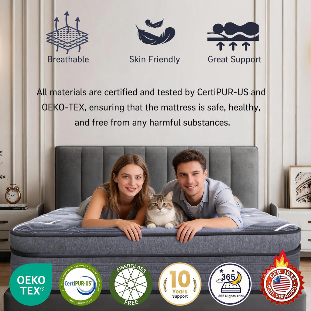 12 Inch Full Size Hybrid Mattress D4102