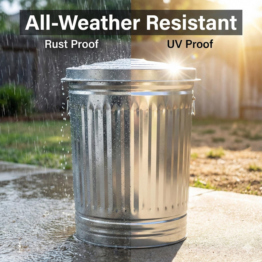 31 Gallon Galvanized Steel Locking Lid Trash Can N895680