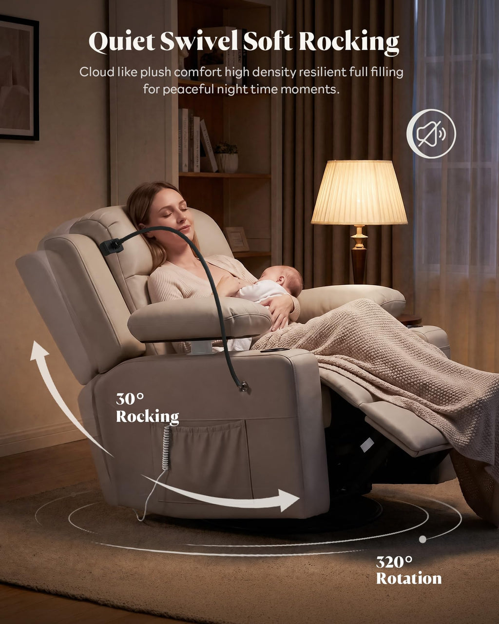 Power Swivel Recliner Chair with Motorized Adjustable Armrests Q343286