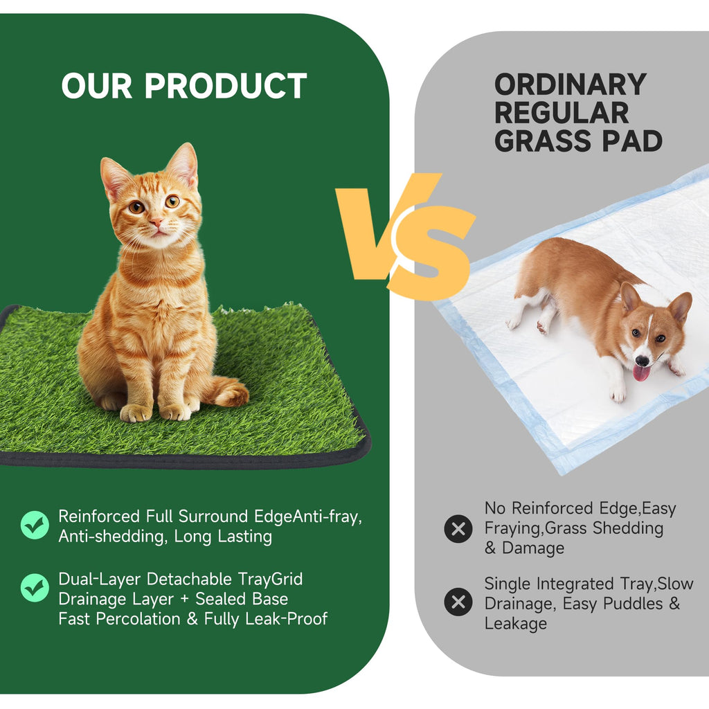 2Pack 18"x14" Artificial Dog Grass Potty Pad with Tray L117460