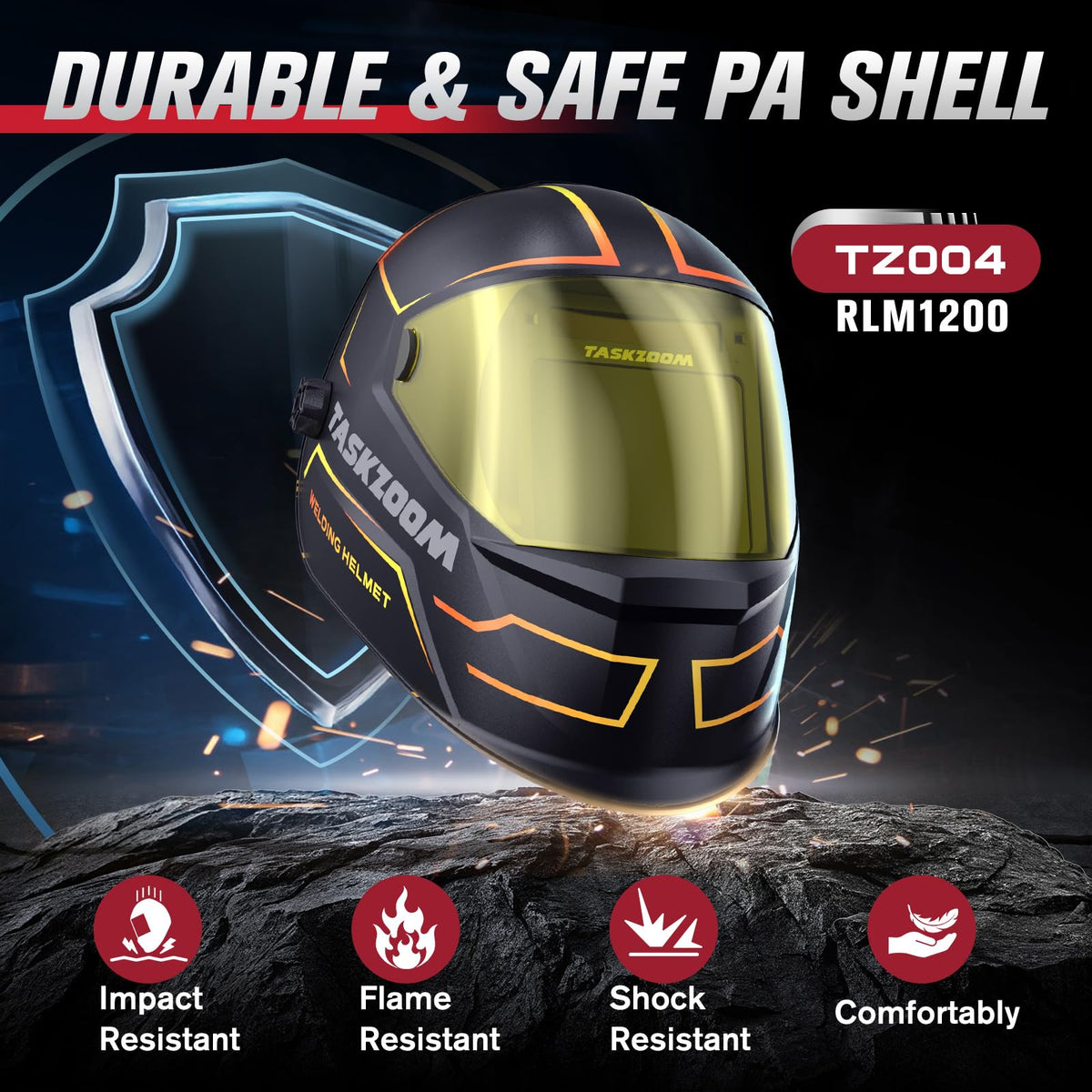 Auto Darkening Welding Helmet True Color Large View 4 Arc Sensors G3963
