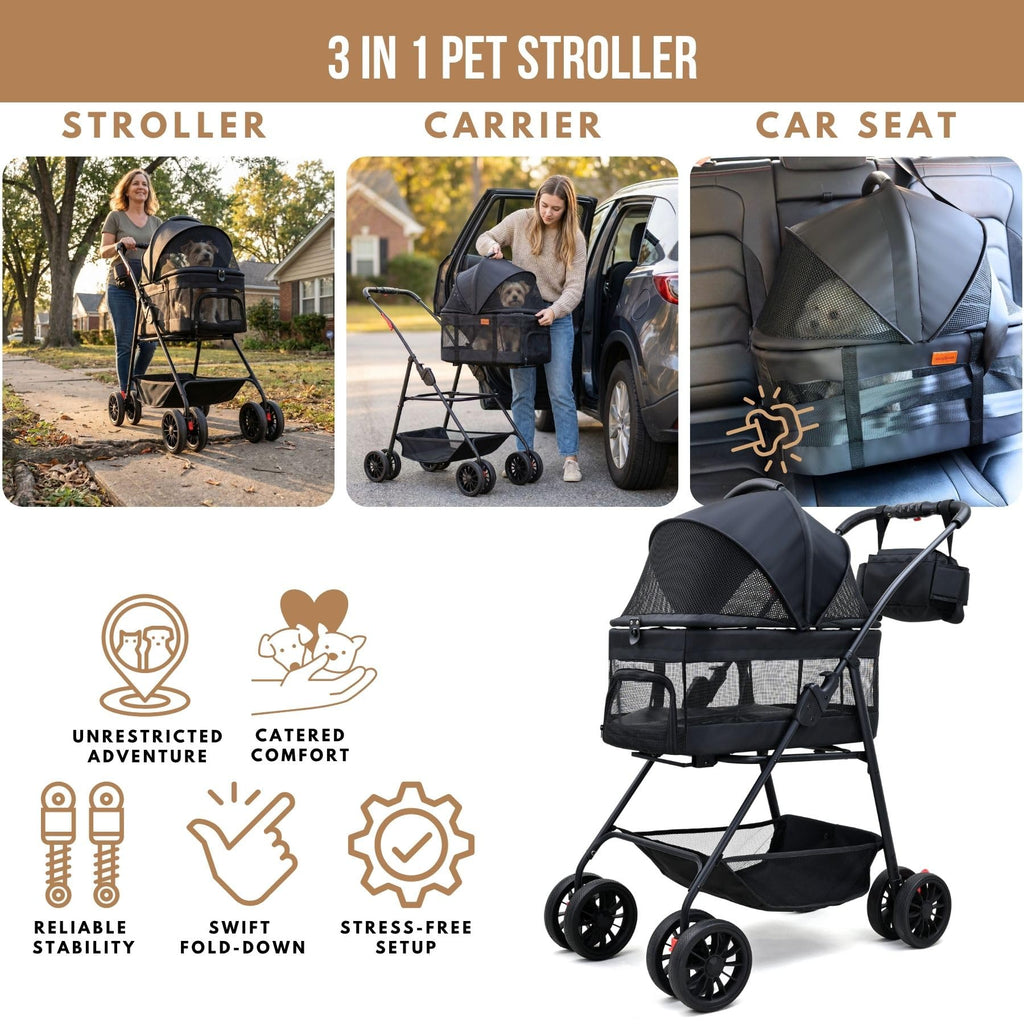 3 in 1 Pet Stroller with Detachable Carrier Z4171