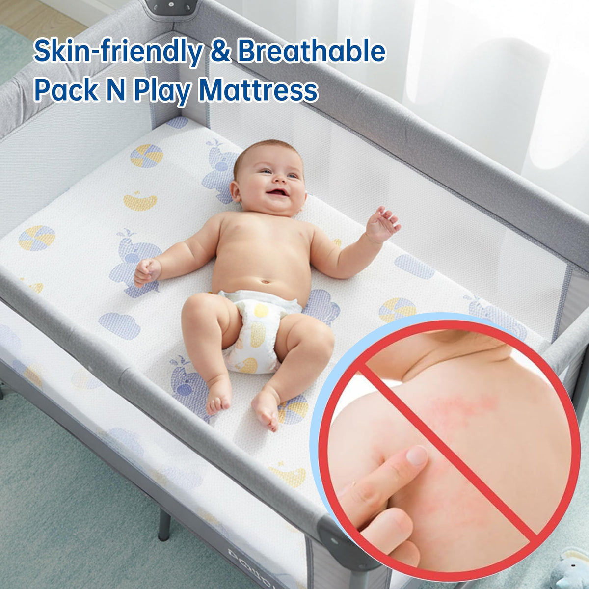 Pack and Play Mattress, 38"x26" Dual Sided Memory Foam J754574