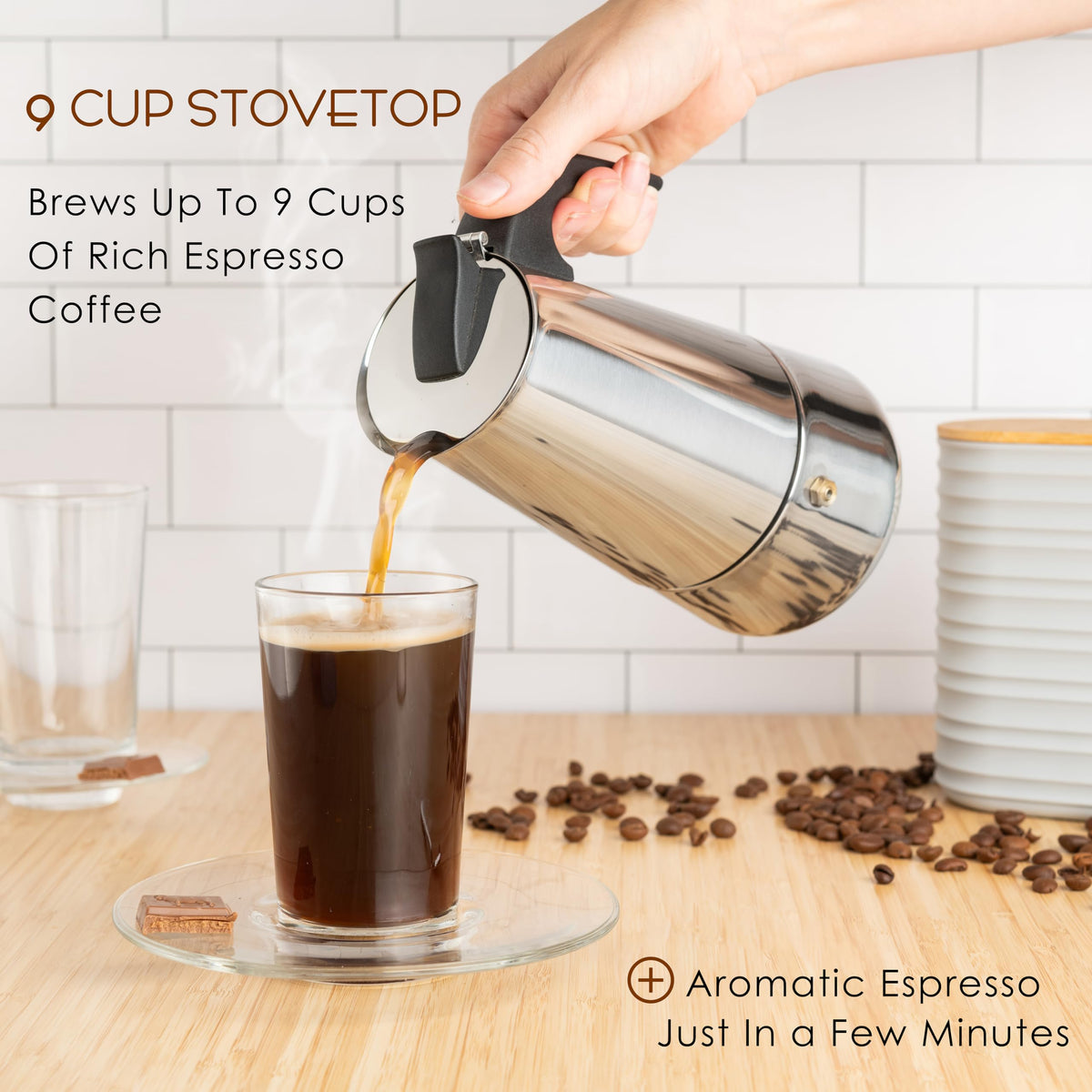 9 Cup Stainless Steel Moka Pot L895821