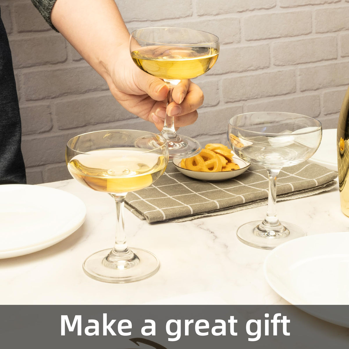 Champagne Glasses Set of 6 Crystal Cocktail Glasses 7 oz O35782
